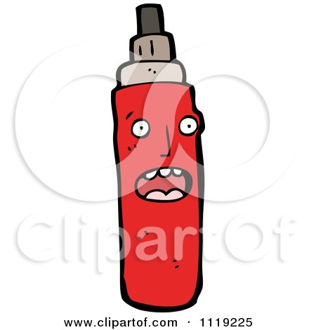 School Cartoon Of A Red Marker Character 1 - Royalty Free Vector Clipart by lineartestpilot