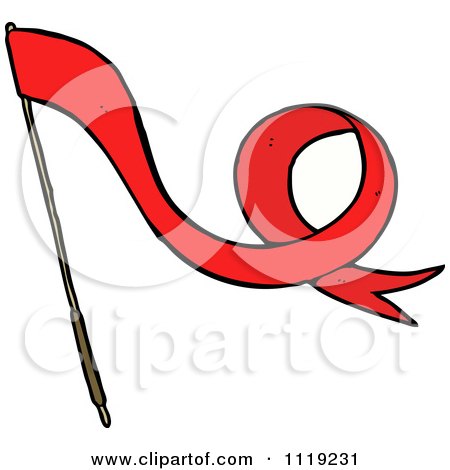 Clipart Of A Waving Red Flag 2 - Royalty Free Vector Illustration by lineartestpilot