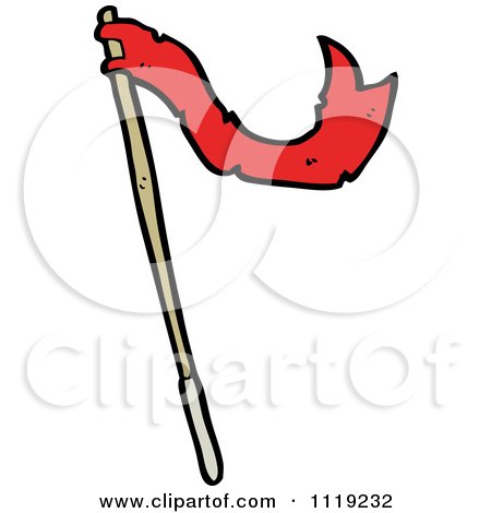 Clipart Of A Waving Red Flag 3 - Royalty Free Vector Illustration by lineartestpilot