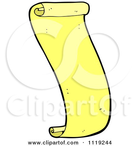 Clipart Of An Aged Yellow Paper Scroll 3 - Royalty Free Vector Illustration by lineartestpilot