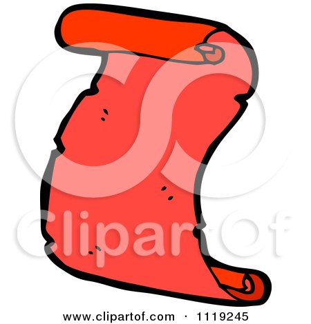 Clipart Of An Aged Red Paper Scroll 1 - Royalty Free Vector Illustration by lineartestpilot
