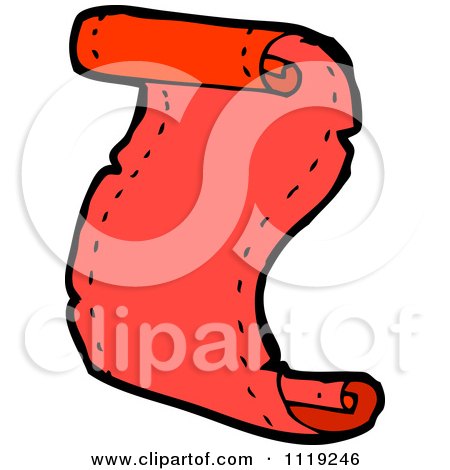 Clipart Of An Aged Red Paper Scroll 2 - Royalty Free Vector Illustration by lineartestpilot