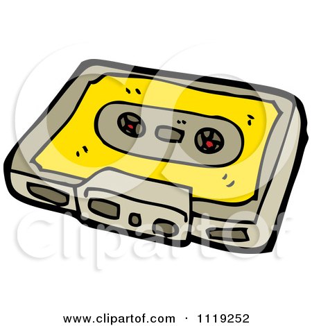 Cartoon Of A Retro Cassette Tape - Royalty Free Vector Clipart by lineartestpilot