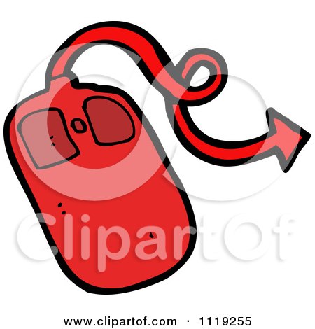 Cartoon Of A Red Demonic Computer Mouse 1 - Royalty Free Vector Clipart by lineartestpilot