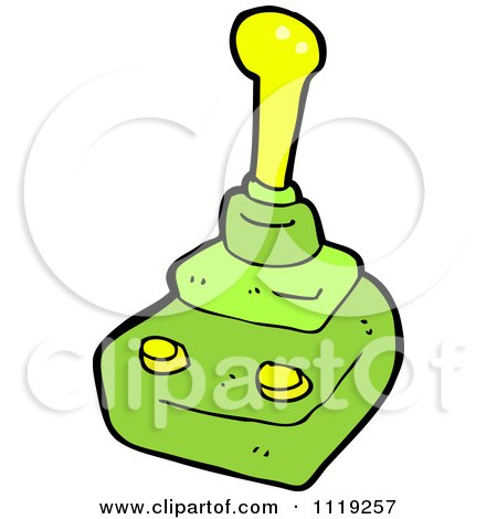 Cartoon Of A Green Video Game Joy Stick - Royalty Free Vector Clipart by lineartestpilot