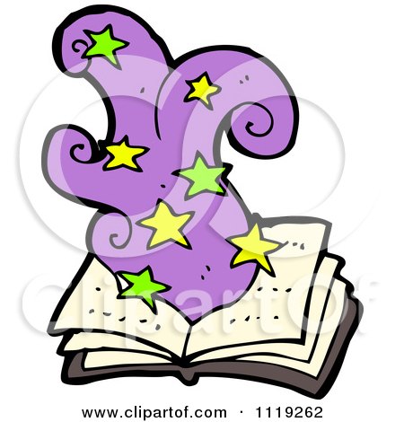 Cartoon Of A Magic Spell Or Story Book 1 - Royalty Free Vector Clipart by lineartestpilot