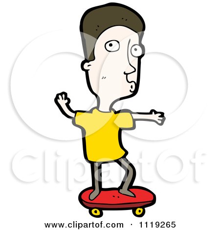 Vector Cartoon Of A White Guy Whistling And Skateboarding - Royalty Free Clipart Graphic by lineartestpilot