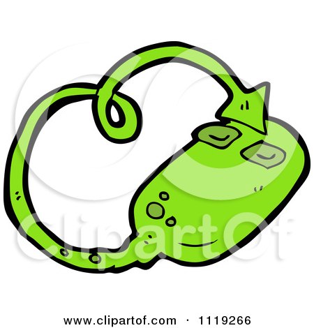 Cartoon Of A Green Demonic Computer Mouse 1 - Royalty Free Vector Clipart by lineartestpilot