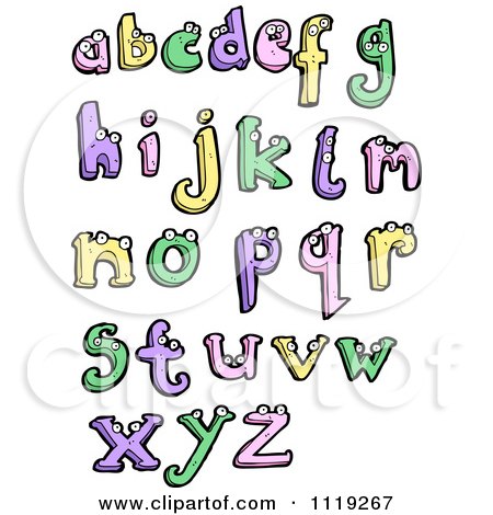 Clipart Colorful Lowercase Letters With Eyes - Royalty Free Vector Illustration by lineartestpilot