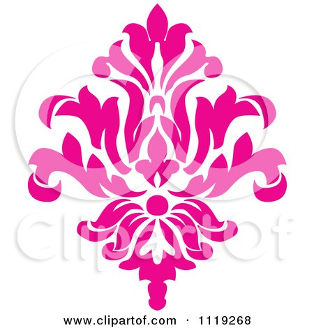 Clipart Of A Pink Victorian Floral Damask Design Element 2 - Royalty Free Vector Illustration by BestVector