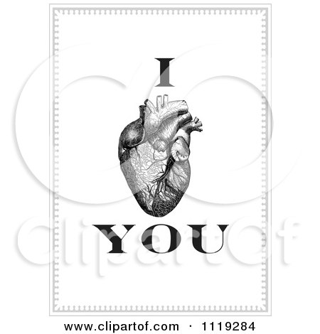Clipart Of I Love You With A Human Heart Organ - Royalty Free Vector Illustration by BestVector