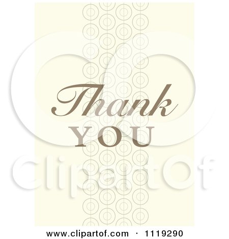 Clipart Of Brown Thank You Text Over Circles On Beige - Royalty Free Vector Illustration by BestVector