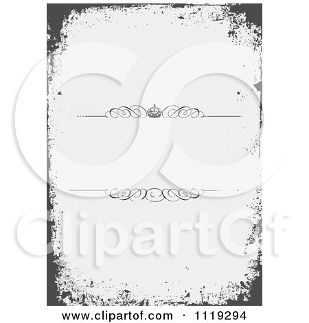 Clipart Of A Grungy Border Over Cross Hatch With Swirls And A Crown - Royalty Free Vector Illustration by BestVector