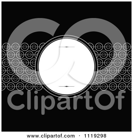 Clipart Of A White Round Frame Over Circles On Black - Royalty Free Vector Illustration by BestVector