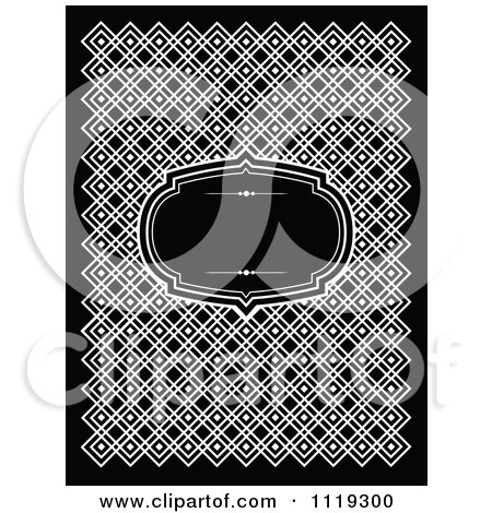 Clipart Of A Black And White Frame Over A Pattern - Royalty Free Vector Illustration by BestVector