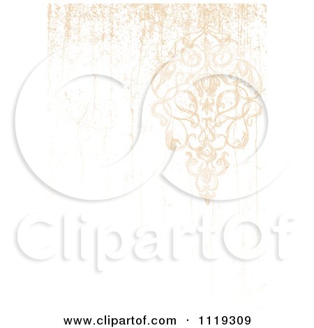 Clipart Of A Distressed Ornate Floral Background With Copyspace - Royalty Free Vector Illustration by BestVector