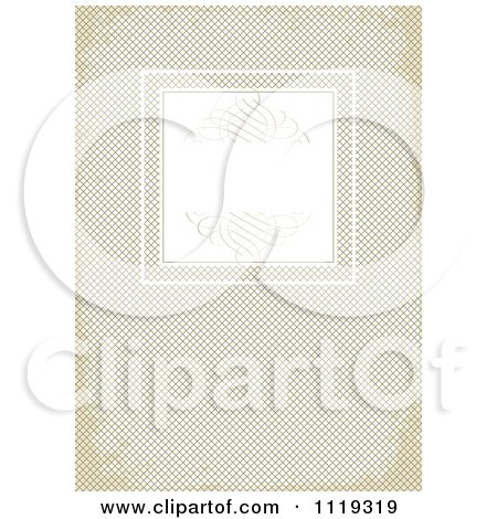 Clipart Of A Frame With Swirls On Grungy Brown Cross Hatch - Royalty Free Vector Illustration by BestVector