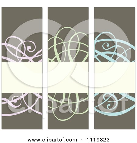 Clipart Of Pastel Ornate Swirl Invitation Panels With Copyspace - Royalty Free Vector Illustration by BestVector