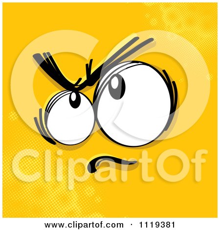 Cartoon Of An Angry Face On Yellow - Royalty Free Vector Clipart by MilsiArt