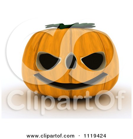 Clipart Of A 3d Halloween Jackolantern Pumpkin With A Big Grin - Royalty Free CGI Illustration by KJ Pargeter
