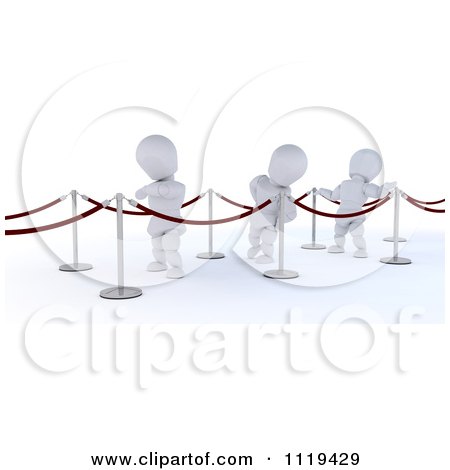 Clipart Of 3d White Characters Waiting In A Line - Royalty Free CGI Illustration by KJ Pargeter