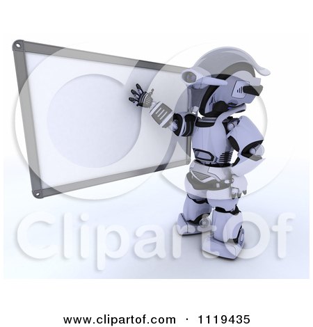 Clipart Of A 3d Robot Teacher Presenting A White Board - Royalty Free CGI Illustration by KJ Pargeter