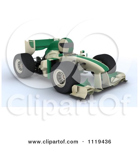 Clipart Of A 3d Tortoise Driving A Green Race Car - Royalty Free CGI Illustration by KJ Pargeter