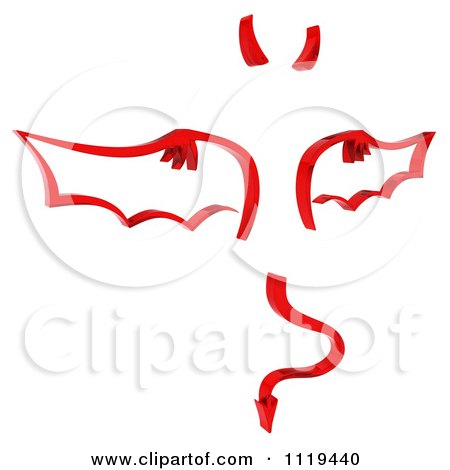 Clipart Of A 3d Red Devil With Wings A Horn And A Forked Tail - Royalty Free CGI Illustration by KJ Pargeter