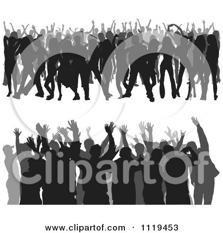 Clipart Of Crowds Of Silhouetted Dancers 1 - Royalty Free Vector Illustration by dero