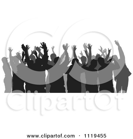 Clipart Of A Silhouetted Crowd Of Dancers 4 - Royalty Free Vector Illustration by dero