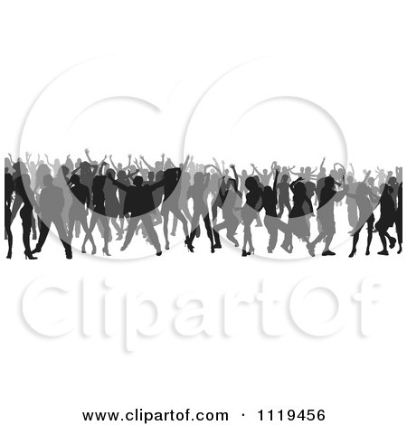 Clipart Of A Silhouetted Crowd Of Dancers 6 - Royalty Free Vector Illustration by dero
