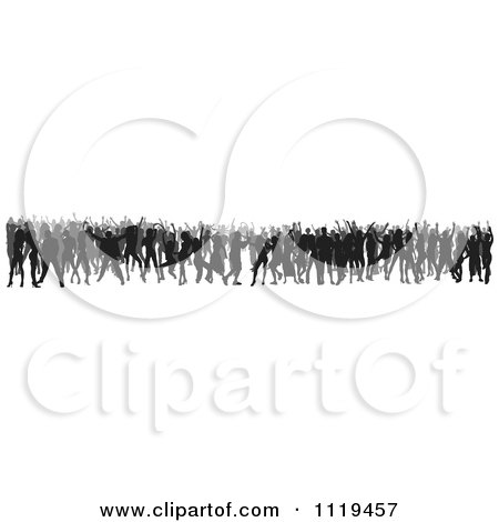 Clipart Of A Silhouetted Crowd Of Dancers 7 - Royalty Free Vector Illustration by dero