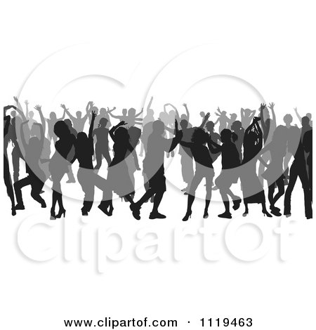 Clipart Of A Silhouetted Crowd Of Dancers 5 - Royalty Free Vector Illustration by dero