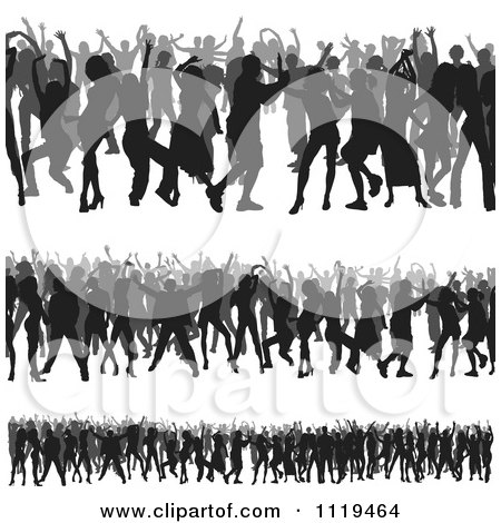 Clipart Of Crowds Of Silhouetted Dancers 2 - Royalty Free Vector Illustration by dero