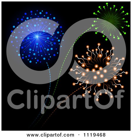 Clipart Of Colorful Fireworks Bursting In A Night Sky 1 - Royalty Free Vector Illustration by dero