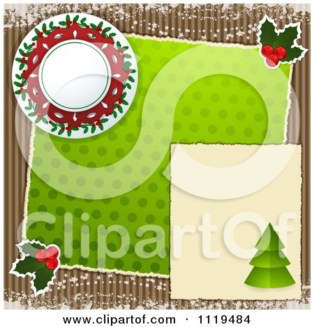 Clipart Of A Christmas Scrapbook Page On Corrugated Cardboard - Royalty Free Vector Illustration by elaineitalia