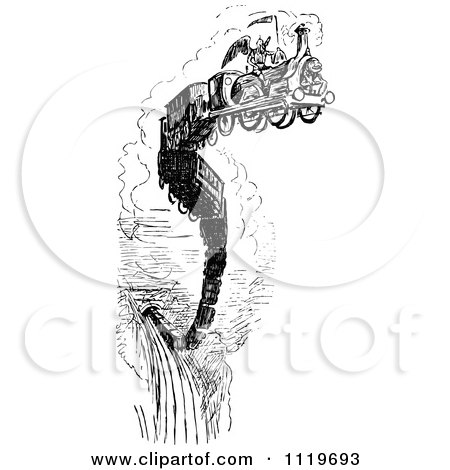Clipart Of A Retro Vintage Black And White Grim Geaper On A Death Train - Royalty Free Vector Illustration by Prawny Vintage