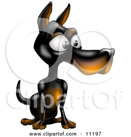 Calm Doberman Pinscher Puppy Dog Sitting Clipart Illustration by AtStockIllustration