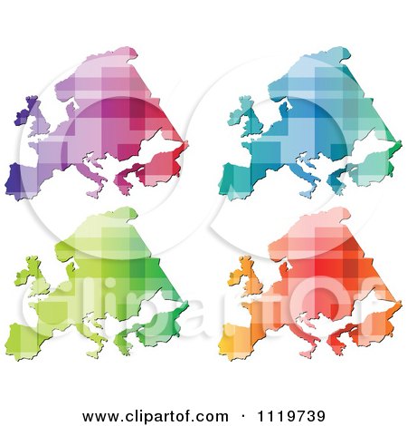 Clipart Of Colorful European Maps - Royalty Free Vector Illustration by Andrei Marincas