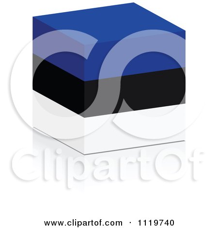 Clipart Of A 3d Estonian Flag Cube With A Reflection - Royalty Free Vector Illustration by Andrei Marincas