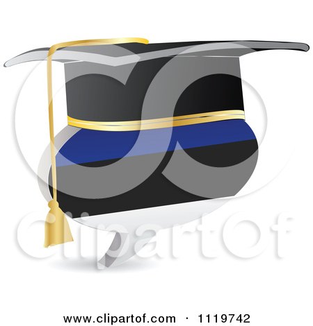 Clipart Of A 3d Graduation Estonian Flag Chat Balloon - Royalty Free Vector Illustration by Andrei Marincas