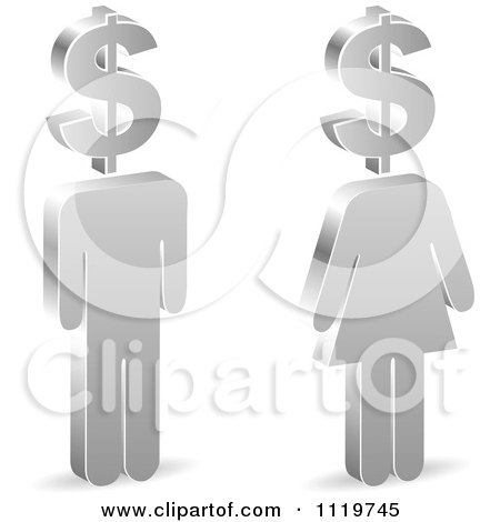 Clipart Of 3d Silver People With Dollar Symbol Heads - Royalty Free Vector Illustration by Andrei Marincas