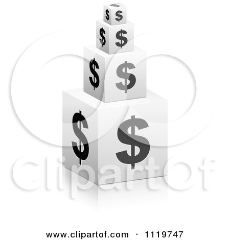 Clipart Of 3d Stacked Dollar Cubes - Royalty Free Vector Illustration by Andrei Marincas