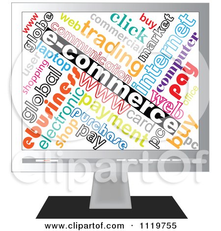 Clipart Of An E Commerce Collage On A Computer Screen - Royalty Free Vector Illustration by Andrei Marincas