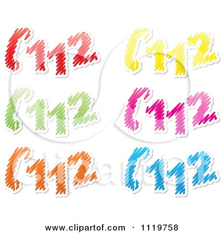 Clipart Of Colorful Emergency 112 Telephone Scribbles - Royalty Free Vector Illustration by Andrei Marincas