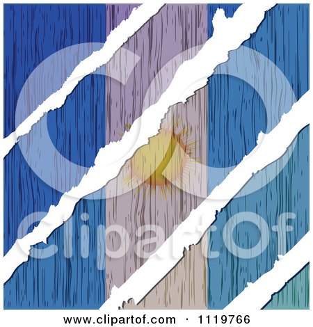 Clipart Of A Torn Wooden Argentina Flag - Royalty Free Vector Illustration by Andrei Marincas