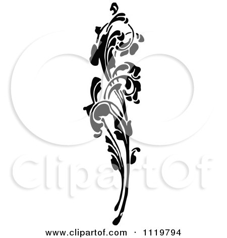 Clipart Of A Retro Vintage Black And White Floral Design Element - Royalty Free Vector Illustration by Prawny Vintage