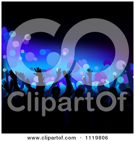 Clipart Of Silhouetted Dancers Over Blue With Bubbles - Royalty Free Vector Illustration by dero