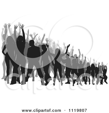 Clipart Of A Silhouetted Crowd Of Dancers 8 - Royalty Free Vector Illustration by dero
