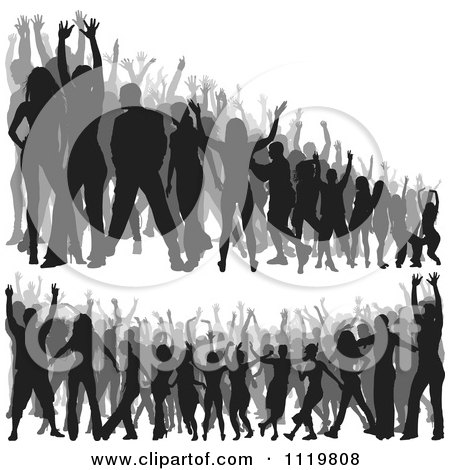 Clipart Of Crowds Of Silhouetted Dancers 3 - Royalty Free Vector Illustration by dero